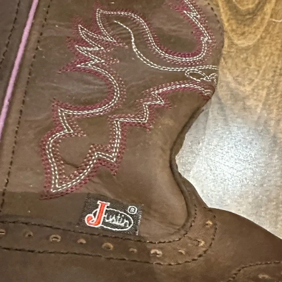 Justin Boots - Women Brown and Pink Western - Size 7B (Fits like a women’s 7) - Picture 3 of 7